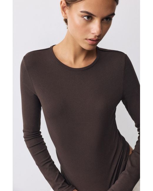 Pull&Bear Black Fitted Long Sleeve T-Shirt
