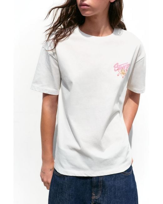 Pull&Bear T-Shirt Met Bloem in het White