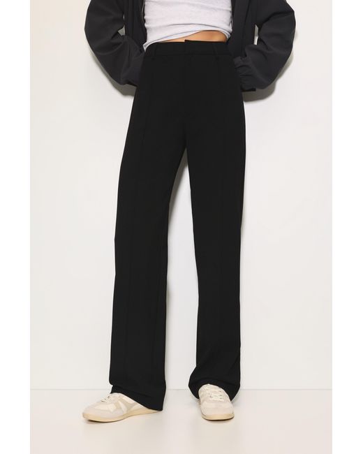 Pull&Bear Black Smart Trousers With Seam Detail