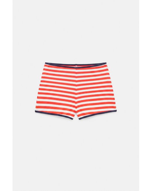 Pull&Bear Gestreepte Rib Short in het Orange