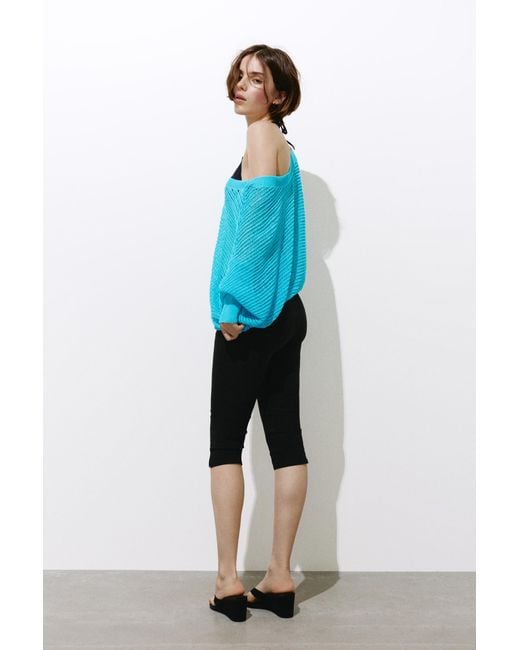 Pull&Bear Blue Ribbed Open-Knit Jumper