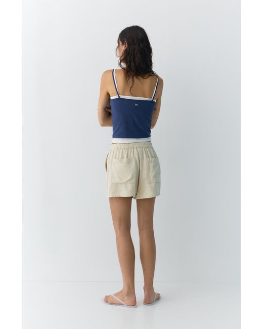 Pull&Bear Gray Linen Blend Shorts