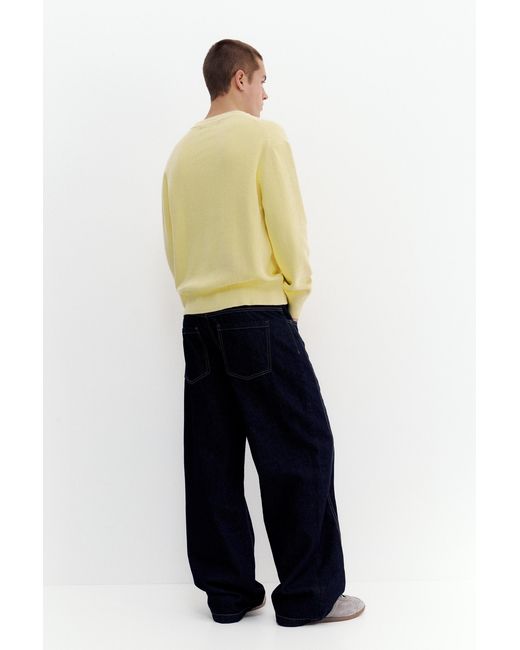 Pull&Bear Yellow Basic Round Neck Sweater for men