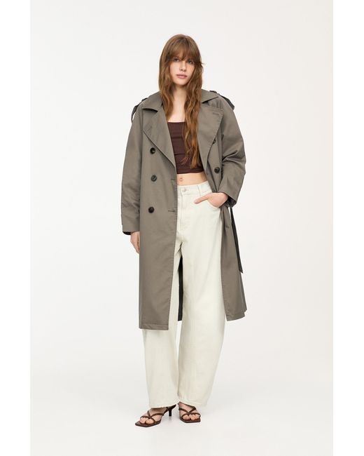 Pull&Bear Multicolor Belted Trench Coat