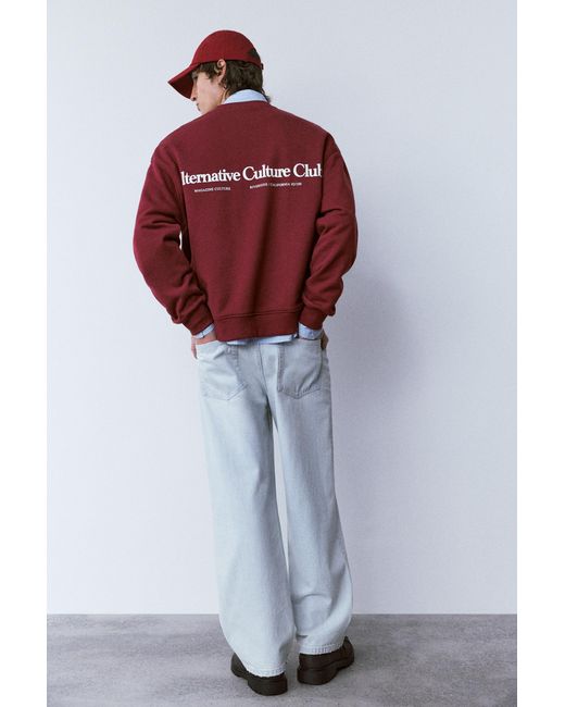 Sweat Col Rond Pull&Bear pour homme en coloris Red
