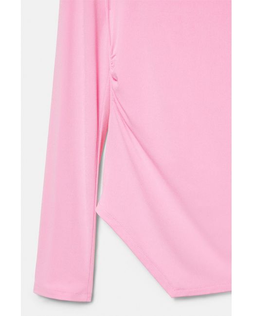 Pull&Bear Pink Boat Neck Top With Gathered Detail