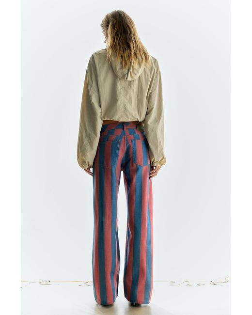 Pull&Bear Blue Striped Straight-Leg Jeans