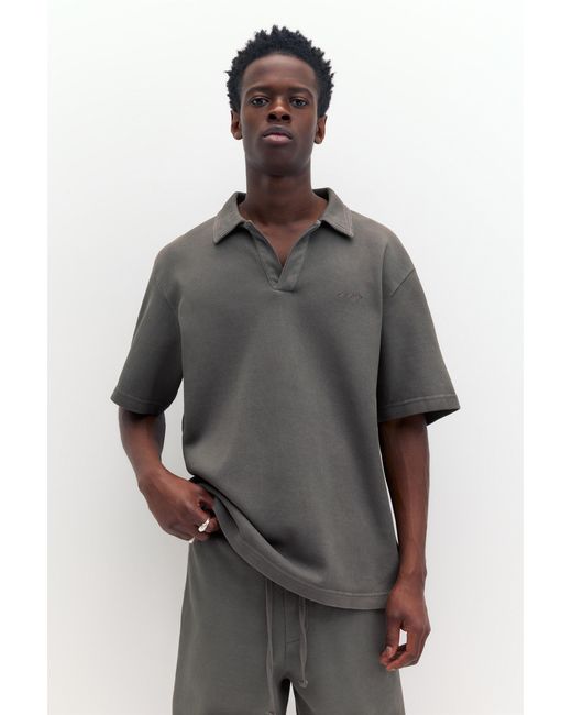 Pull&Bear Gray Short Sleeve Piqué Polo Shirt for men