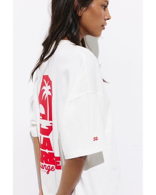 Pull&Bear Red La Tarde Graphic T-Shirt