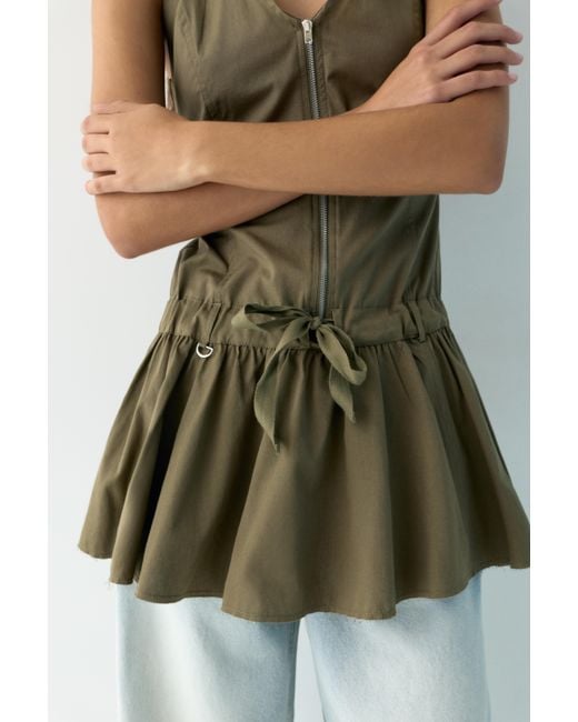 Pull&Bear Green Short Halter Dress With Zip
