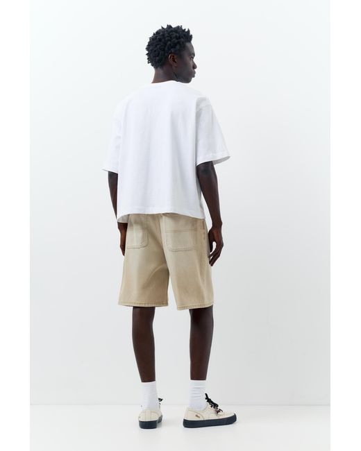 Pull&Bear White Baggy Relaxed Fit Denim Bermuda Shorts for men