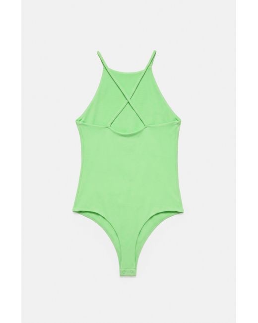 Pull&Bear Green Halter Strappy Bodysuit