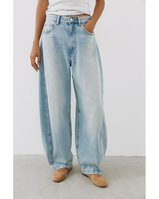 Pull&Bear Blue Balloon Jeans With Belt Loops