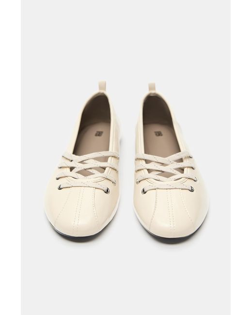 Pull&Bear Black Lace-Up Ballerinas