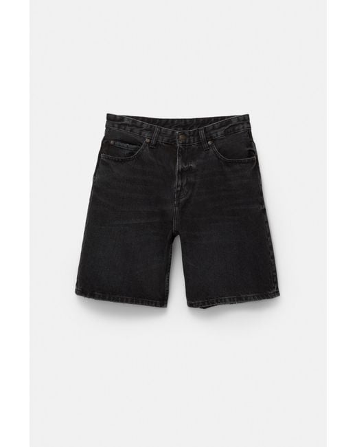 Pull&Bear Black Standard Denim Bermuda Shorts for men
