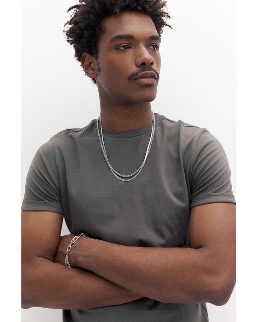 Pull&Bear Gray Muscle Fit T-Shirt for men
