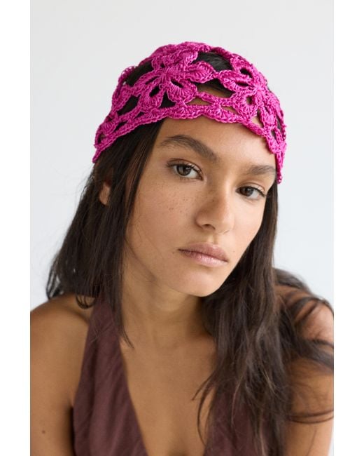Pull&Bear Pink Crochet Skullcap Hat