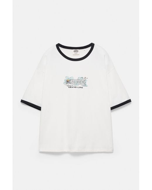 Pull&Bear White One Piece Rib T-Shirt for men