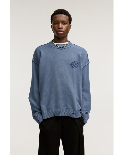 Pull&Bear Blue Ripped Stwd Jumper for men