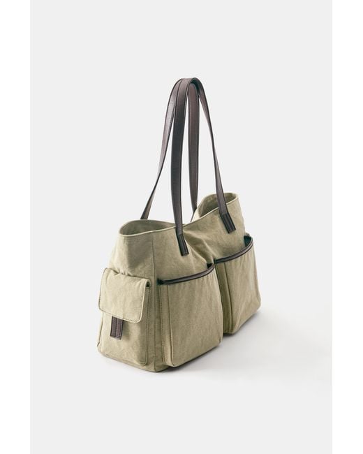 Sac Cabas Multipoches Pull&Bear en coloris Natural