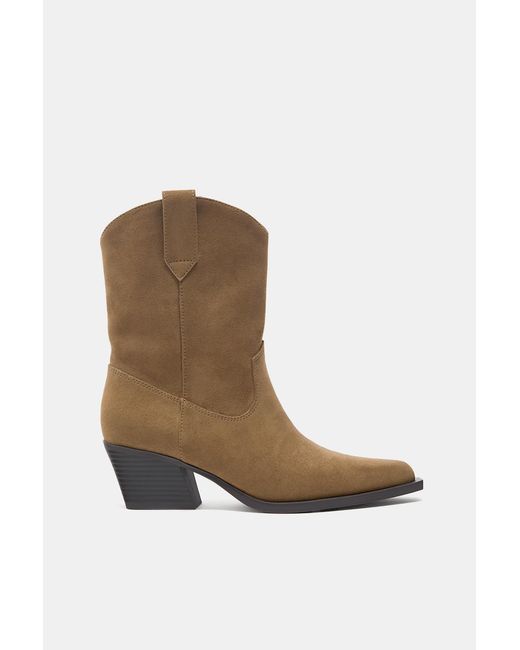 Pull&Bear White Cowboy Ankle Boots
