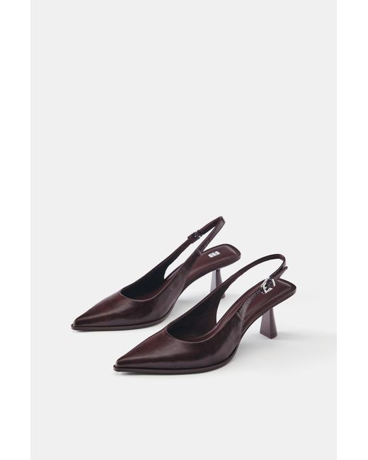 Pull&Bear White Slingback High-Heel Shoes