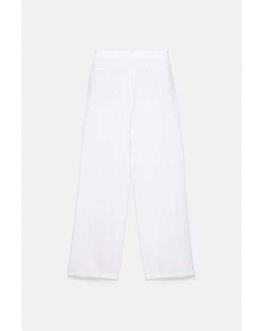 Pantaloni 100% Lino di Pull&Bear in White