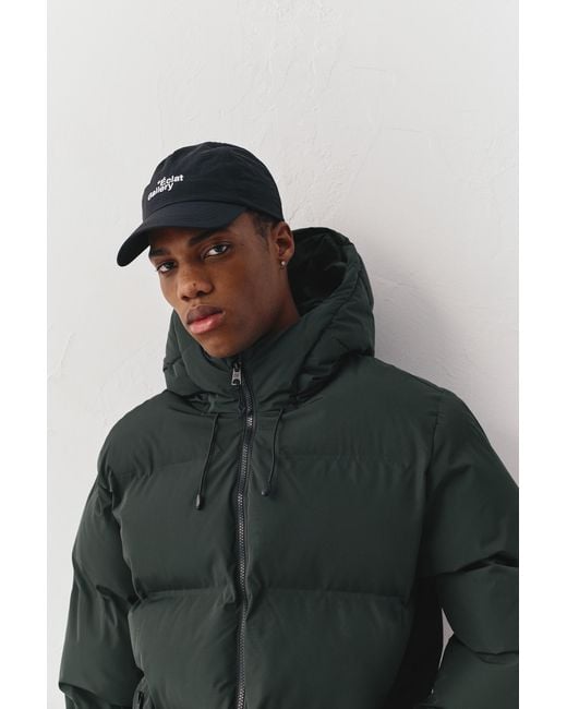 Pull&Bear Blue Heat-Sealed Quilted Jacket With Hood for men