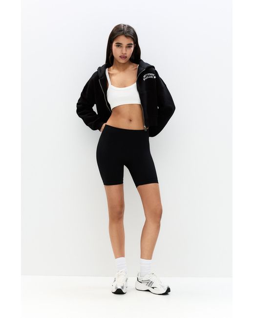 Pull&Bear White Seamless Ribbed Cycling Shorts