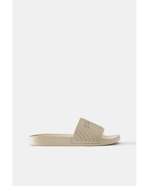 Pull&Bear White Stwd Rubberised Sandals for men