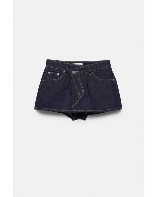 Pull&Bear Red Crossover Waist Denim Skort