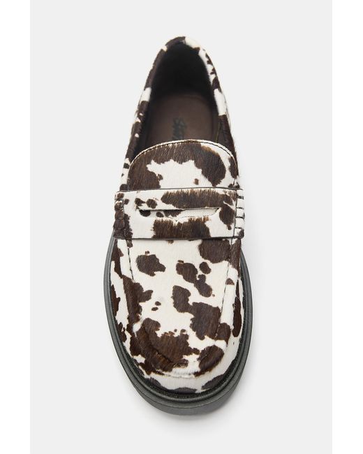 Pull&Bear Black Cowhide Leather Loafers for men