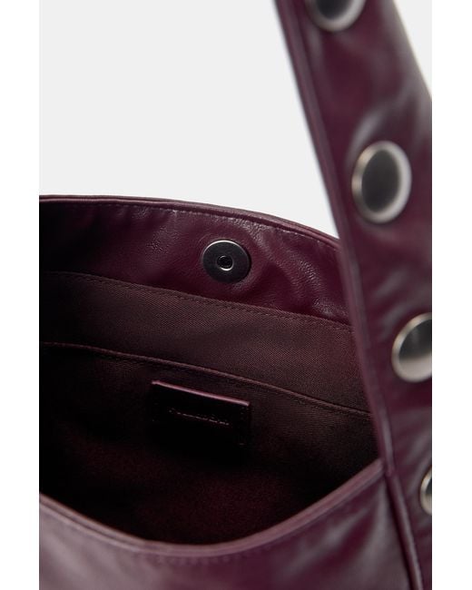 Pull&Bear Purple Schultertasche Mit Nieten