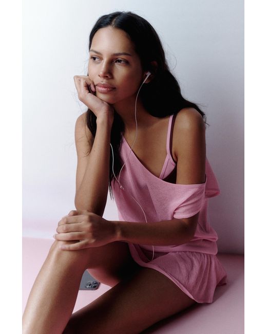 Pull&Bear Pink Asymmetric Knit Top