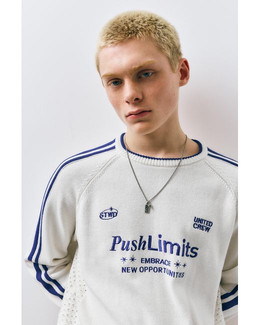 Pull&Bear Gray Embroidered Stwd Striped Jumper for men