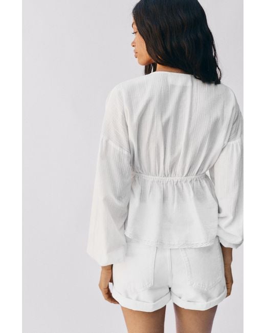 Pull&Bear Gray Embroidered Blouse