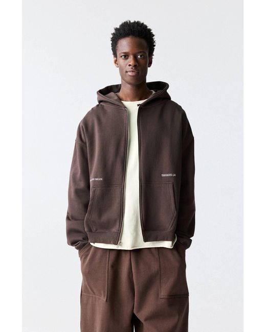 Pull&Bear Brown Hoodie With Zip for men