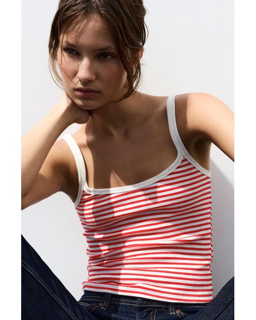 Pull&Bear Red Striped Strappy Top