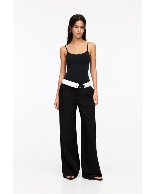 Pull&Bear Black Strappy Polyamide Bodysuit
