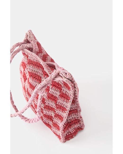 Pull&Bear Pink Crochet Shoulder Bag