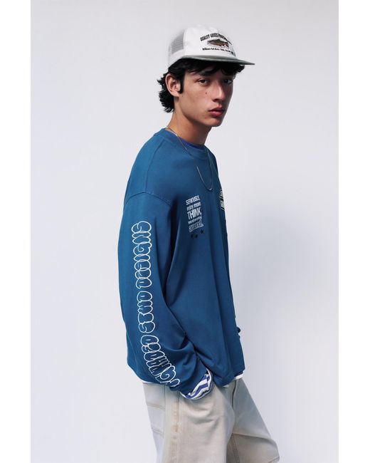 Pull&Bear Blue Stwd Community Graphic T-Shirt for men