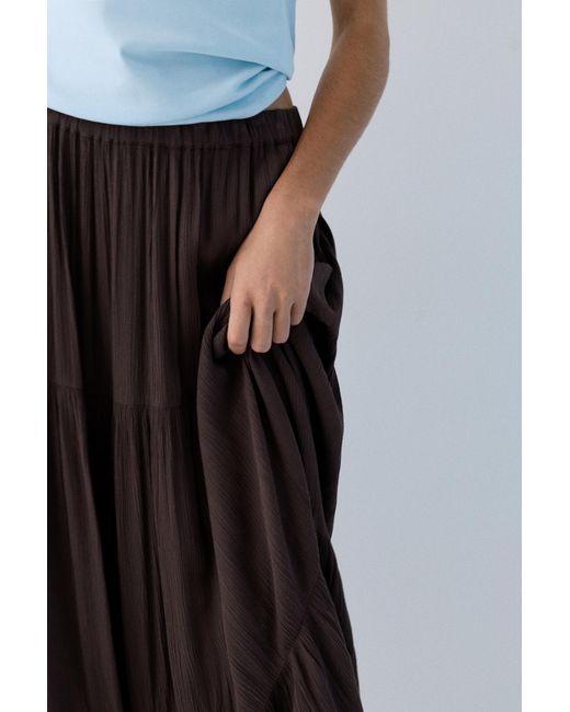 Pull&Bear Brown Flowy Paneled Midi Skirt