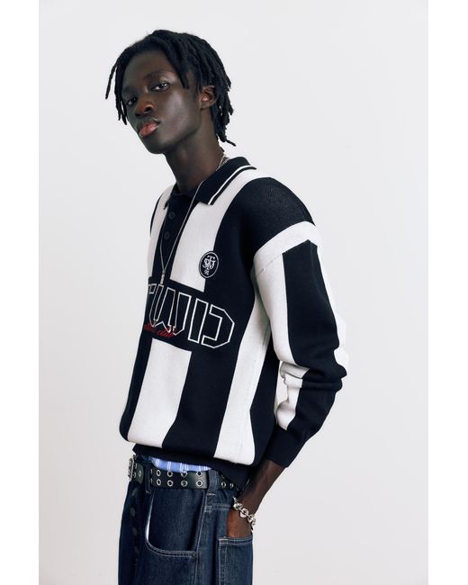 Pull&Bear Gestreepte Stwd Tricot Polo in het Blue voor heren