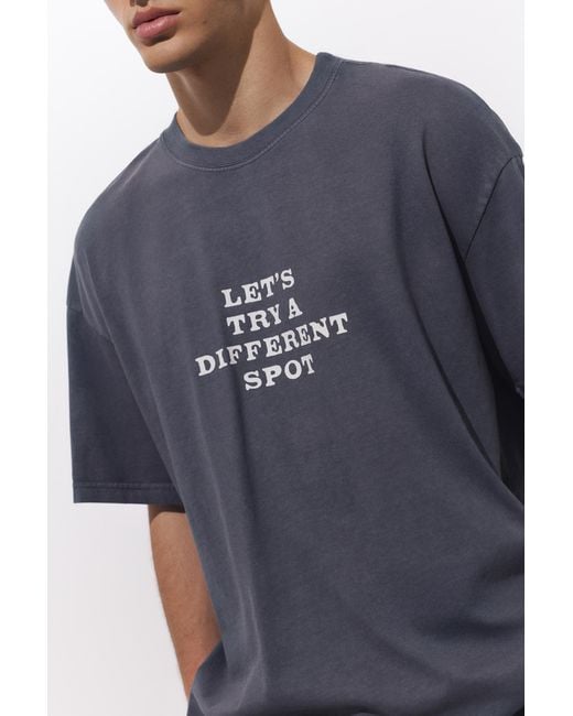 Pull&Bear Blue Diving Graphic T-Shirt for men