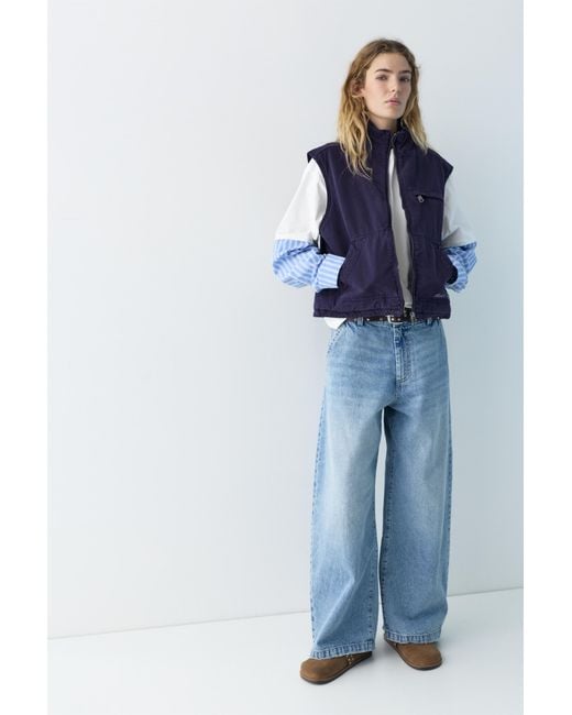 Pull&Bear Blue Gesteppte Baumwollweste