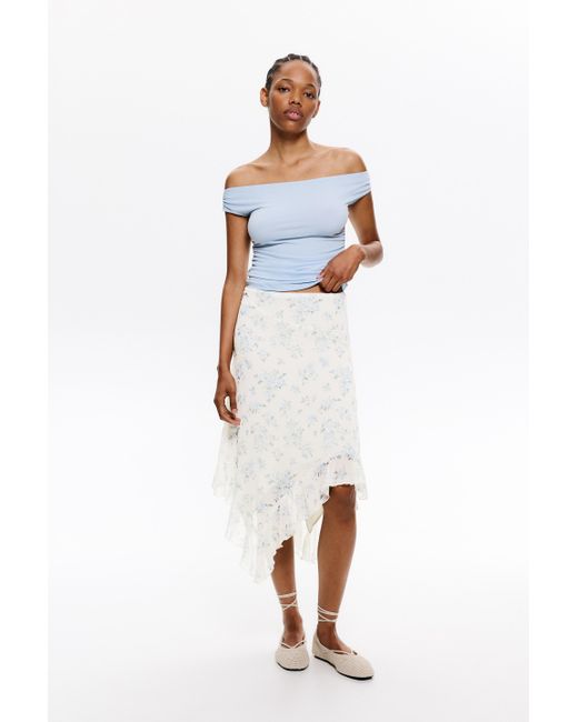Pull&Bear White Floral Midi Skirt