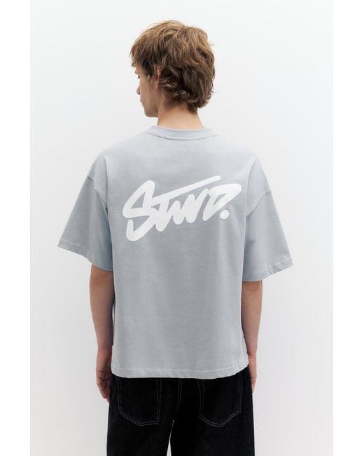Pull&Bear Gray Stwd Logo Boxy T-Shirt for men