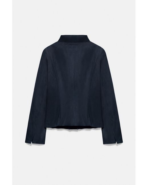 Pull&Bear Blue Fitted High Neck Jacket