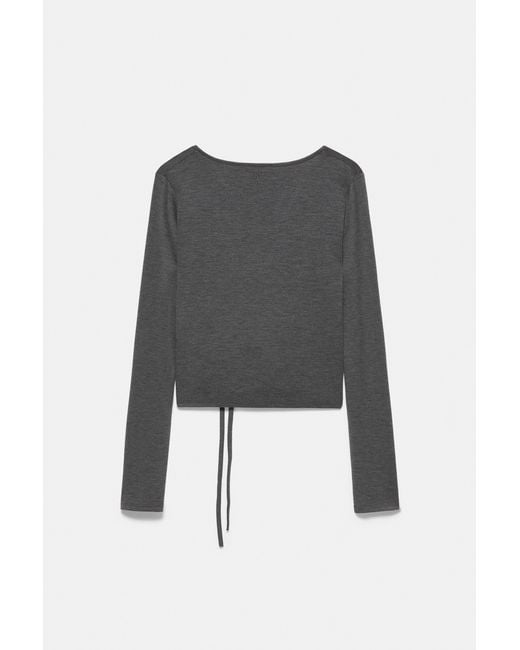 Pull&Bear Black Belted Crossover Top
