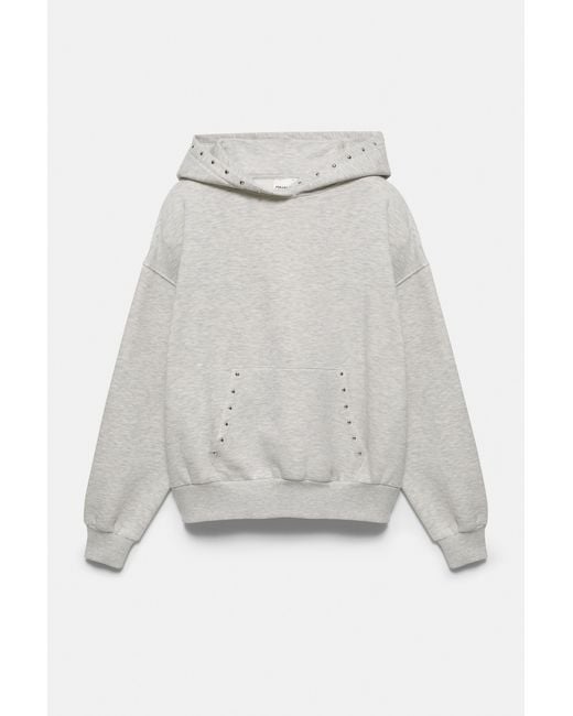 Pull&Bear Sweater Met Studs En Capuchon in het White
